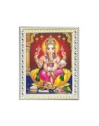 Satvik Lord Ganesha Designer White Photo Frame (1) for Pooja, Prayer & Decor (17*22cms)